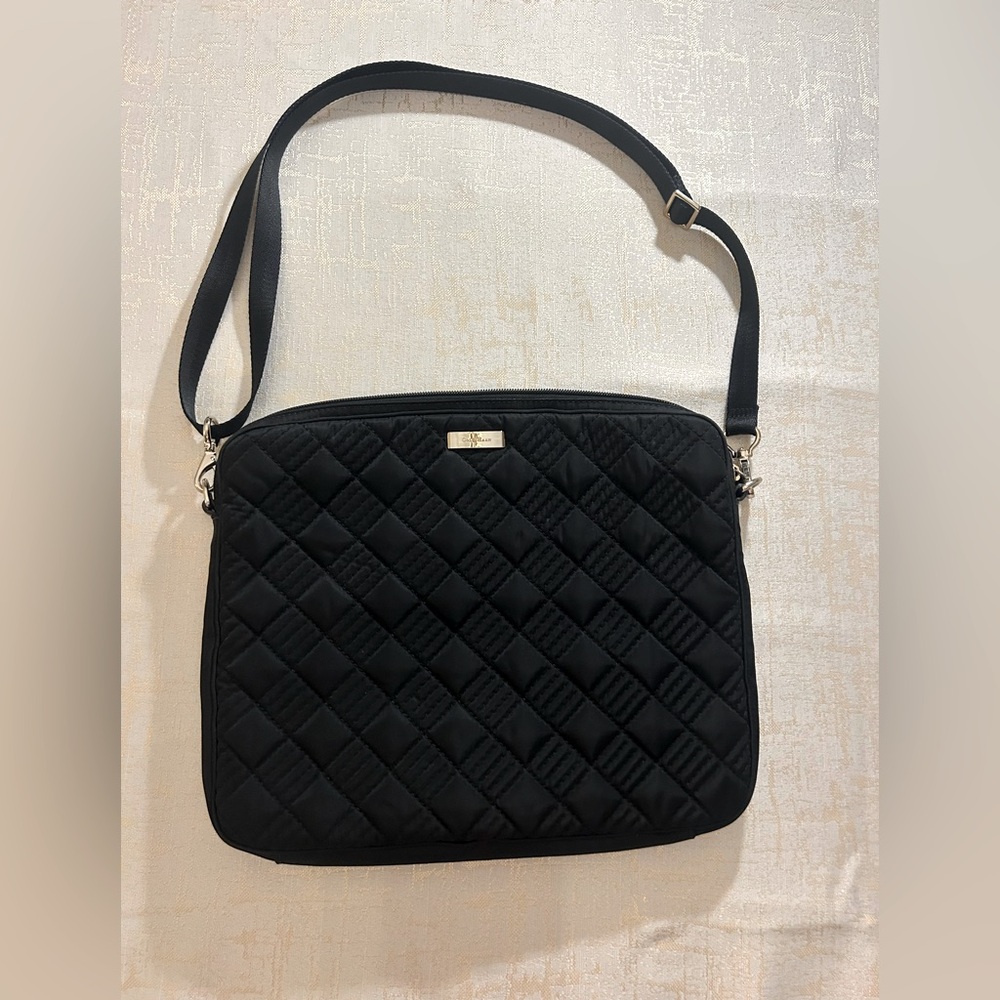 Cole Haan Quilted Black iPad/laptop Sleeve case with Adjustable Strap